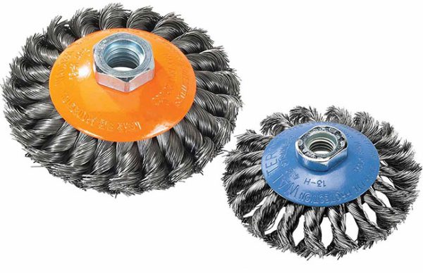 Walter SAUCER CUP BRUSH, 5 X 5/8-11 X .020 TWIST-KNOT, STAINLESS/ALUMINUM (662980103784)