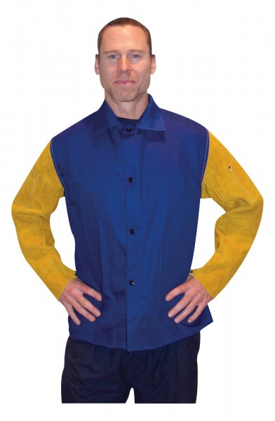 Tillman JACKET, FIRESTOP COTTON, BLUE, LEATHER SLEEVES, 30", 2X LARGE (92302X)