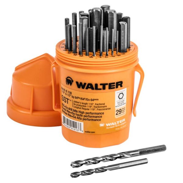 Walter DRILL BIT SET, SST QUICK SHANK, 29 PIECE 1/16" TO 1/2" BY 64THS (662980052433)