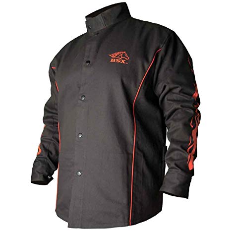Revco Safety JACKET, FIRESTOP COTTON, BLACK WITH RED FLAMES, EXTRA EXTRA LARGE (RE-BX9C-2XL)