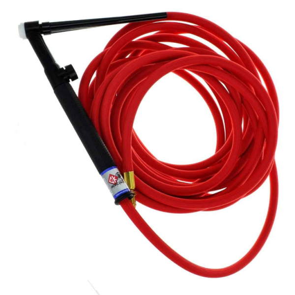 CK Worldwide TIG TORCH ASSY 125 AMP 25' AIR COOLED FLEXIBLE HEAD GAS VALVE SUPERFLEX CABLE (CK9V-25-RSF-FX)