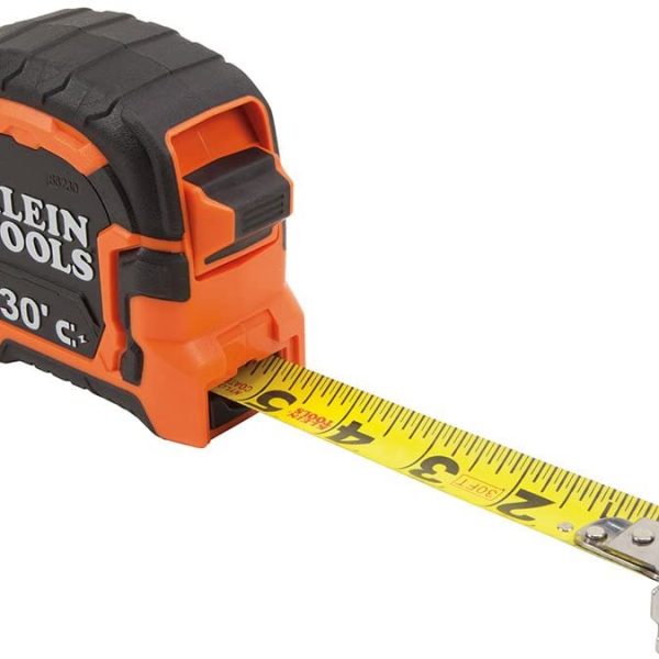 Klein Tools STEEL TAPE, 30' X 1", DOUBLE HOOK MAGNETIC, SPEED BRAKE, NYLON COATED (409-86230)
