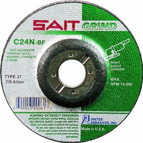 Sait / United Abrasives GRINDING WHEEL, 9 X 1/4 X 5/8-11, TYPE 27, C24N, CONCRETE (20097)