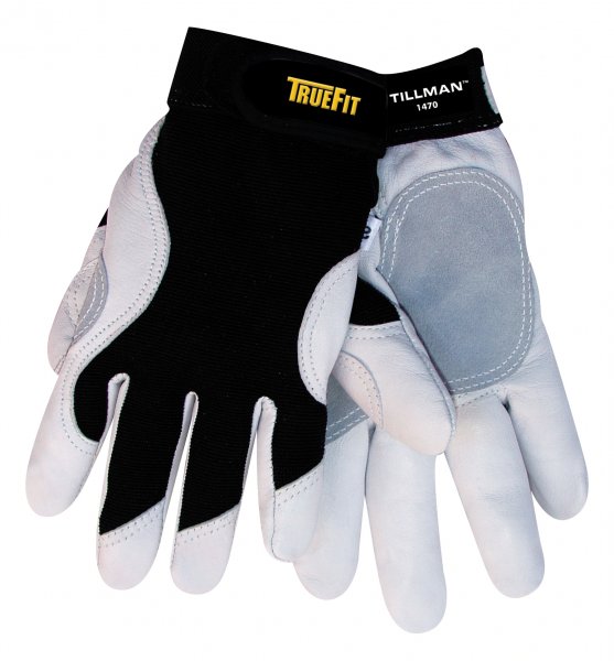 Tillman GLOVES, TRUE FIT, GOATSKIN LEATHER PALM, SPANDEX BACK, ELASTIC/VELCRO CUFF, SMALL (1470S)