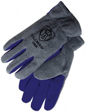 Tillman GLOVES, WINTER, COWHIDE LEATHER PALM, POLAR FLEECE BACK, POLY/COTTON LINED, BLUE/GREY, LARGE (1584)
