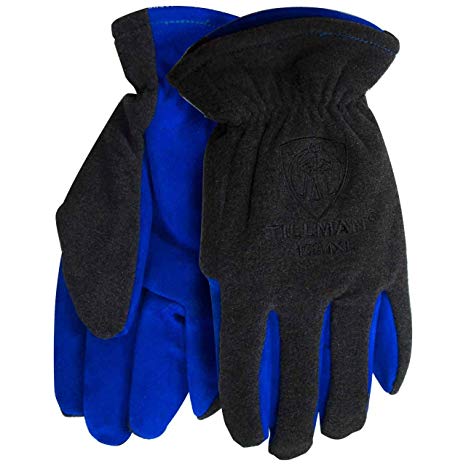 Tillman GLOVES, WINTER, COWHIDE LEATHER PALM, POLAR FLEECE BACK, POLY/COTTON LINED, BLUE/GREY, EXTRA LARGE (1584XL)